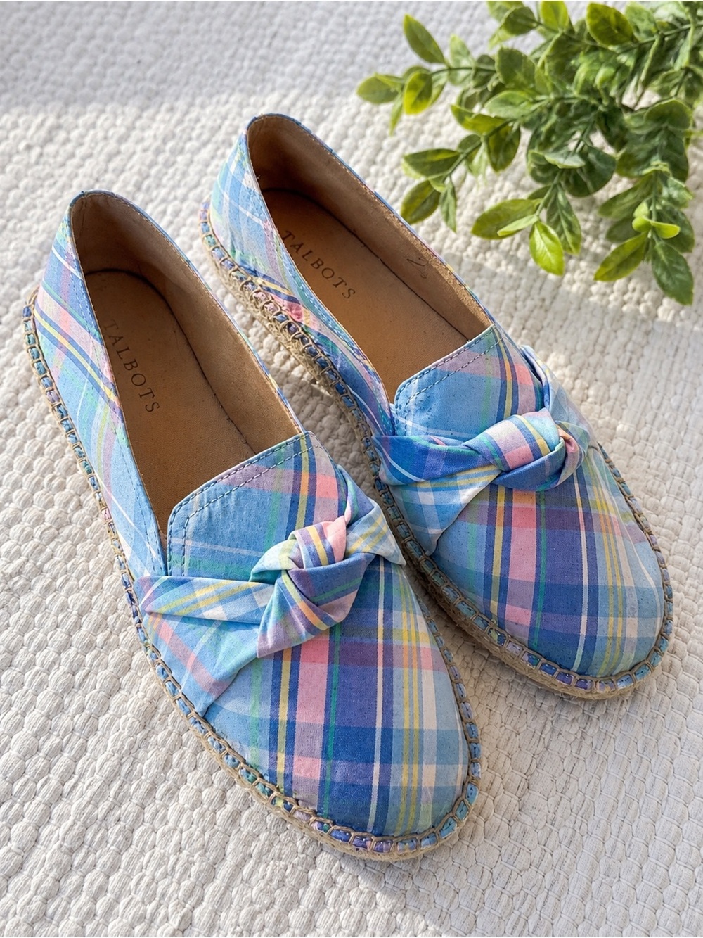Talbots Pastel Plaid Espadrille Loafers in Blue, Pink, Yellow